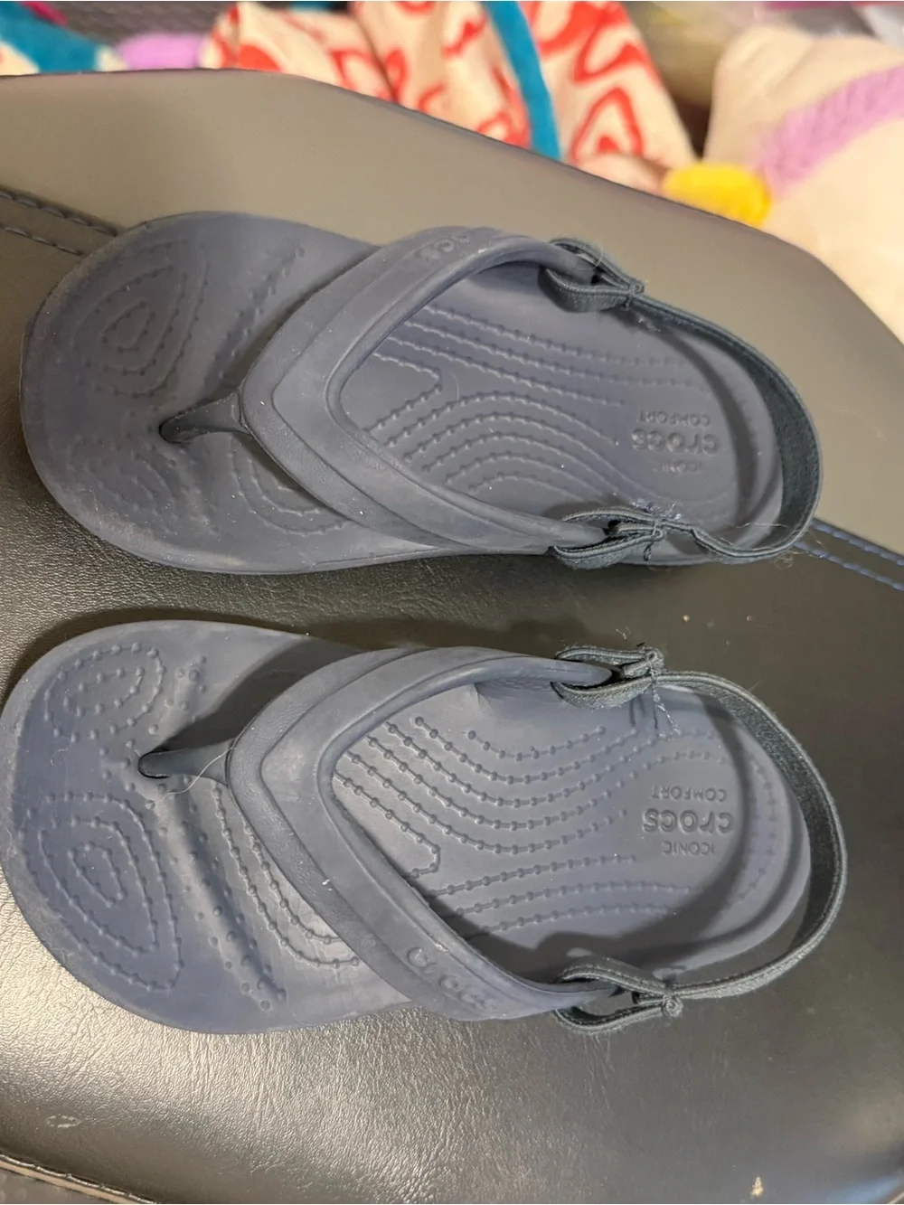 CROCS Kids Navy Slingback Flip Sandals